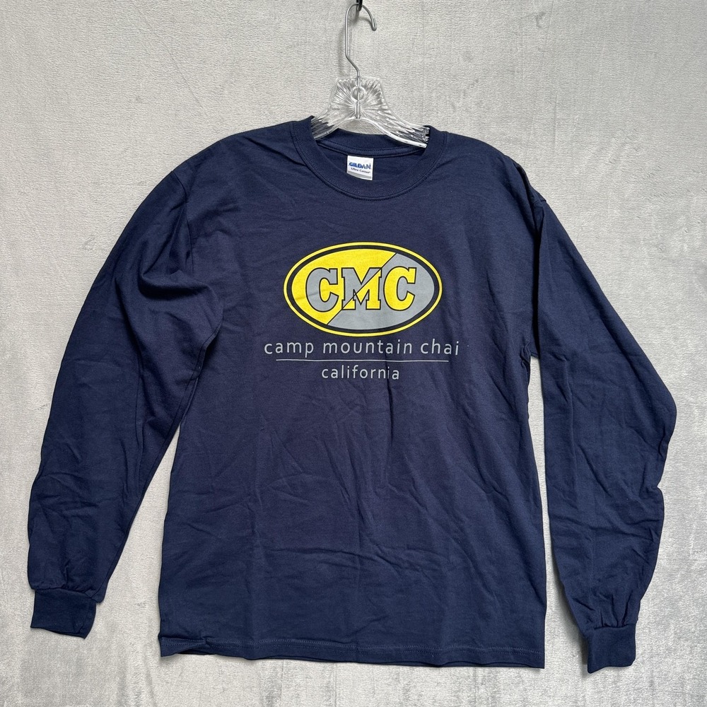 Camp Mountain Chai CMC Gildan Shirt Mens Medium Blue Long Sleeve Graphic